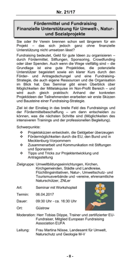 Information aus dem Jahresprogramm