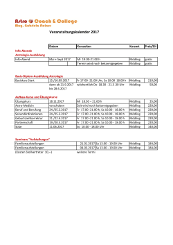 Veranstaltungskalender 2017 - Astrologie und Familienaufstellung