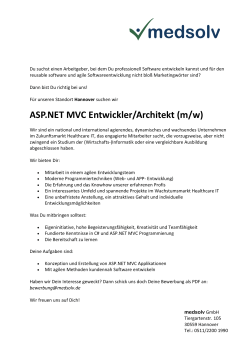 ASP.NET MVC Entwickler/Architekt (m/w)