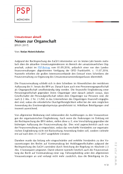 Neues zur Organschaft