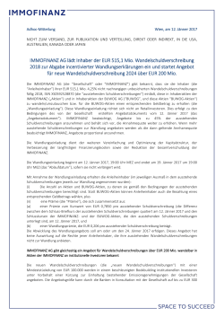 IMMOFINANZ AG lädt Inhaber der EUR 515,1 Mio