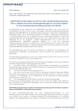 IMMOFINANZ AG l&auml;dt Inhaber der EUR 515,1 Mio