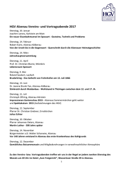 HGV Alzenau Vereins- und Vortragsabende 2017