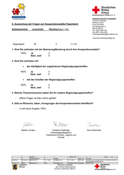 II. Auswertung der Fragen zur Kooperationsstelle Papenteich