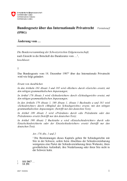 Bundesgesetz über das Internationale Privatrecht (IPRG). Vorentwurf