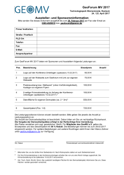 GeoForum MV 2017 Aussteller- und Sponsoreninformation