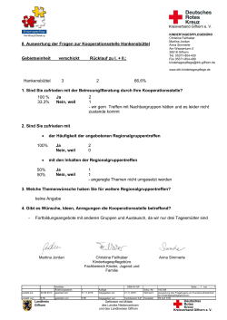 II. Auswertung der Fragen zur Kooperationsstelle Hankensbüttel