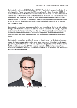 Lebenslauf Dr. Günter Krings (Stand: Januar 2017) Dr. Günter