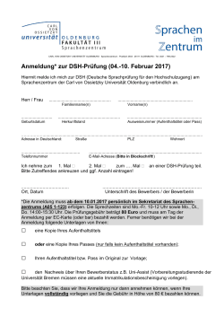 Anmeldeformular - Universität Oldenburg