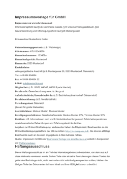 Impressumsvorlage f&uuml;r GmbH Haftungsausschluss