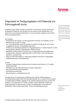 Disponent im Fertigungsteam mit Potenzial zur