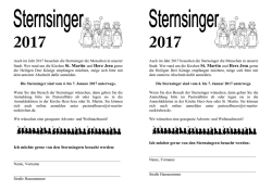 Ich m&ouml;chte gerne von den Sternsingern besucht werden: Ich m