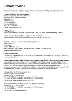 Erstinformation - Versicherungszentrum Wolnzach