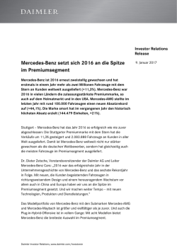Mercedes-Benz setzt sich 2016 an die Spitze im