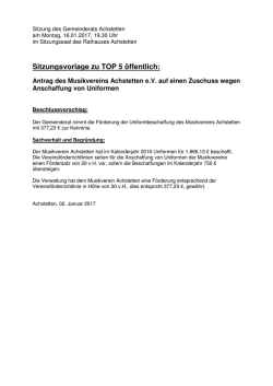 Sitzungsvorlage zu TOP 5 öffentlich