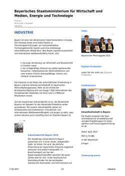 Industrie - Bayerisches Staatsministerium f&uuml;r Wirtschaft und Medien