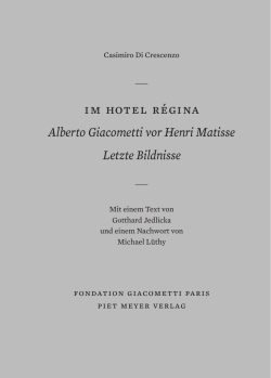 im hotel r&eacute;gina Alberto Giacometti vor Henri Matisse