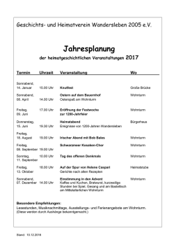 Jahresplanung 2017 - Geschichts- und Heimatverein Wandersleben