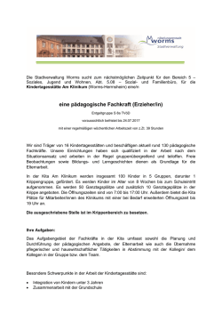 eine p&auml;dagogische Fachkraft (Erzieher/in)