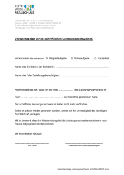 Verlustanzeige Leistungsnachweise - Ruth-Weiss