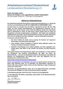 Aufruf - Arbeitslosenverband Deutschland Landesverband