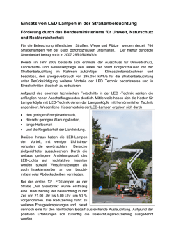 Energetische Maßnahmen der Straßenbeleuchtung
