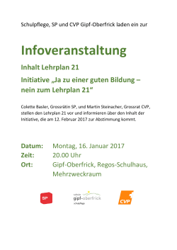 Infoveranstaltung der Schulpflege, SP und CVP Gipf