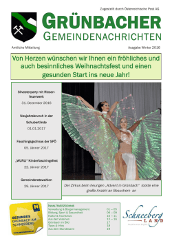 Gr&uuml;nbacher Gemeindenachrichten Winter 2016