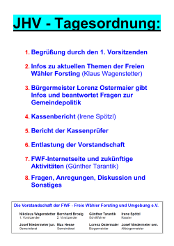 JHV - Tagesordnung: