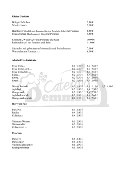 Kleine Gerichte Belegte Brötchen 2,10 € Schnitzelweck 2,90 € 8,50