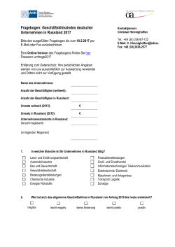Fragebogen Geschäftsklimaindex Russland 2017 - Ost