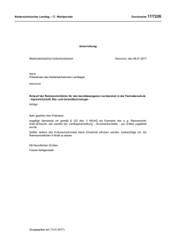 Drucksache des Nieders&auml;chsischen Landtages
