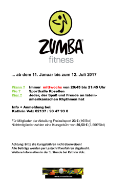 Info-Flyer Zumba Fitness (Mittwoch)