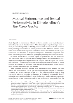 Musical Performance and Textual Performativity in Elfriede Jelinek`s
