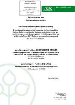 Stellungnahme des AOK-Bundesverbandes zum Gesetzentwurf der