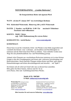 WINTERTRAINING „Leichte Reitweise“