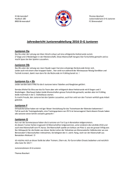 Jahresbericht Juniorenabteilung 2016 DG Junioren