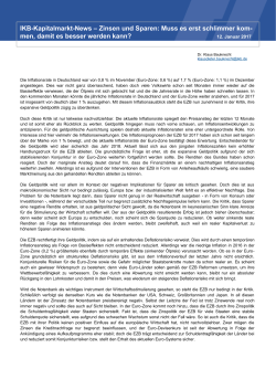 IKB-Kapitalmarkt-News &ndash; Zinsen und Sparen: Muss es erst