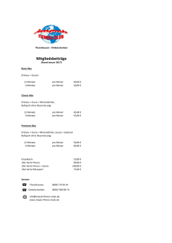 Preisliste Studio - Impuls Fitness Clubs