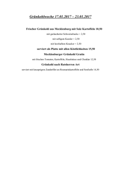 Gr&uuml;nkohlwoche 17.01.2017 &ndash; 23.01.2017