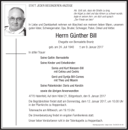 Herrn Günther Bill