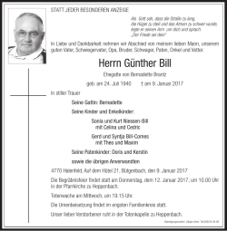 Herrn G&uuml;nther Bill