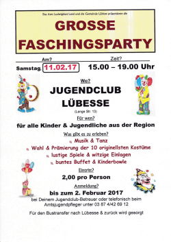 Gro&szlig;e Faschingsparty - der Regionalen Schule Rastow