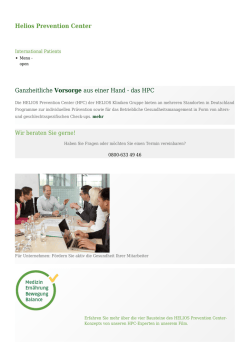 Helios Prevention Center Ganzheitliche Vorsorge aus einer Hand