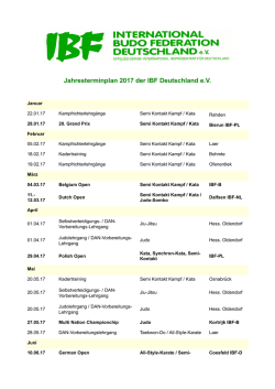 Jahresterminplan 2017 der IBF Deutschland e.V.