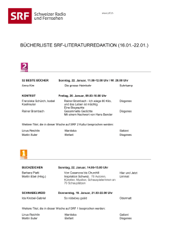 BÜCHERLISTE SRF-LITERATURREDAKTION (16.01.