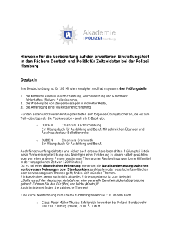 Hinweise f&uuml;r die Vorbereitung auf den erweiterten Einstellungstest