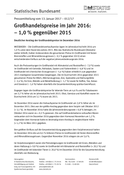 Gro&szlig;handelspreise im Jahr 2016: &ndash; 1,0