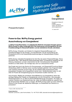 Presseinformation Power-to-Gas: McPhy Energy