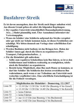 Informationen Busstreik - Johannes-Kepler